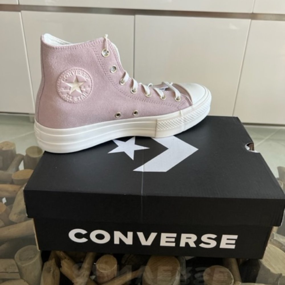 CONVERSE Chuck Taylor All Stars Lift Hi Mauve Suede Shoes